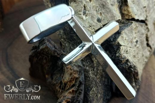 Smooth minimalist silver cross, фото