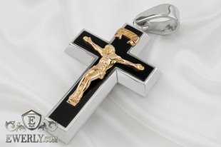 Cross of sterling silver for men, фото