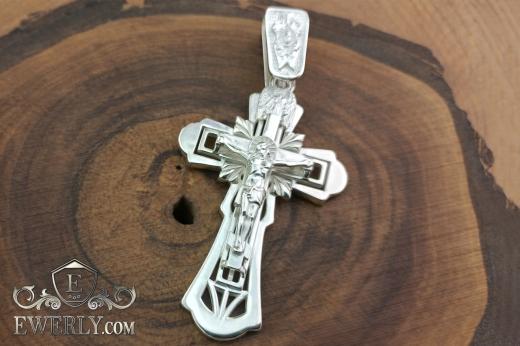 Silver cross with a crucifix, фото