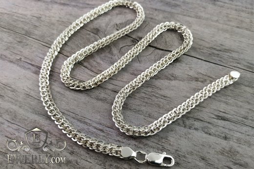 Серебряная цепочка 65 см - плетение Молния, фото